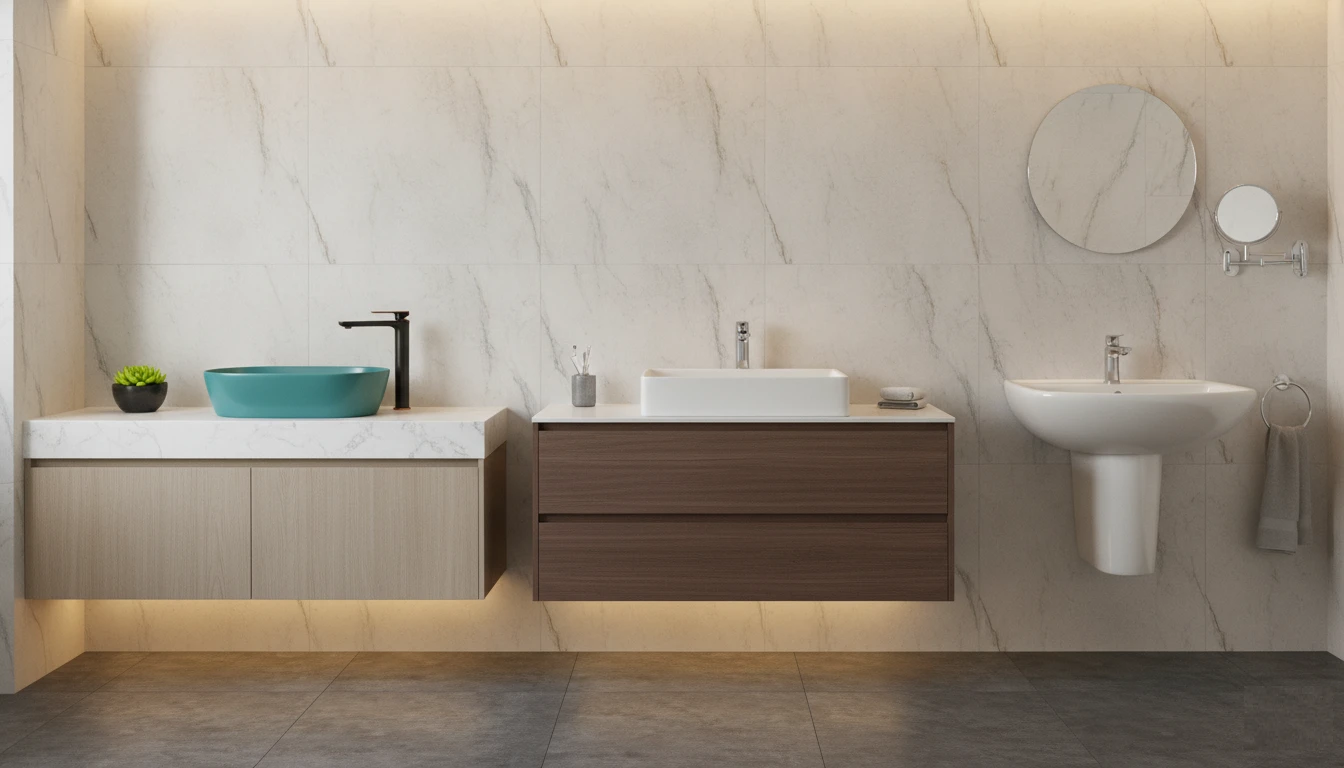 Kerovit premium washbasin range - counter top Art Basin, under counter, and wall mounted options