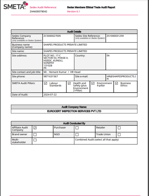 SMETA AUDIT REPORT